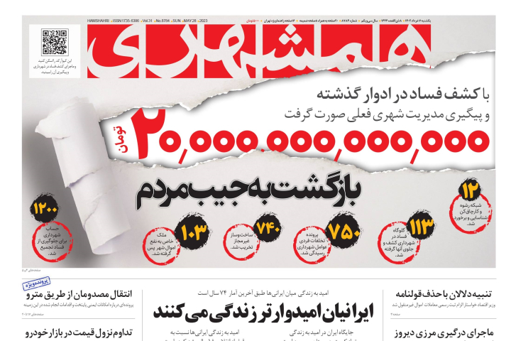 صفحه اول روزنامه‌های 7 خرداد  1402